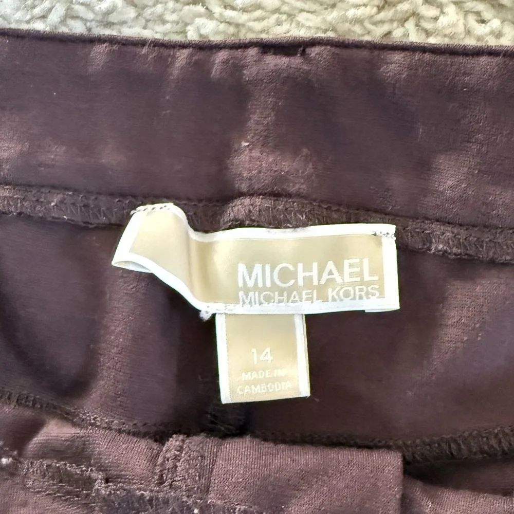 Michael Kors SZ 14 brown knit zip front ankle pants. Excellent condition